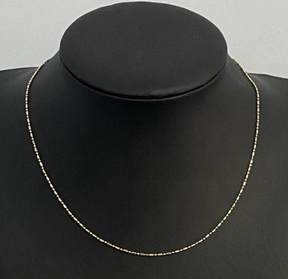 18K Yellow Gold Dash Dot Chain Necklace 41cm Long