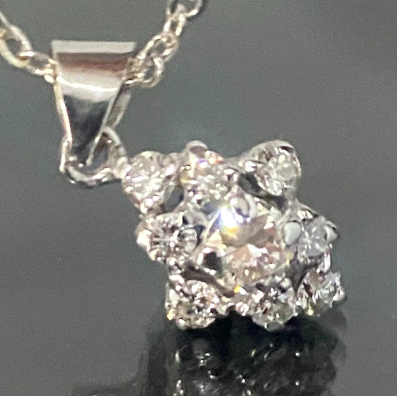 18K White Gold W/ 0.60CT Brilliant Diamond Pendant