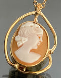 Vintage 9K Yellow Gold Portrait Cameo Pendant 27.0mm High - Vintage Jewellery