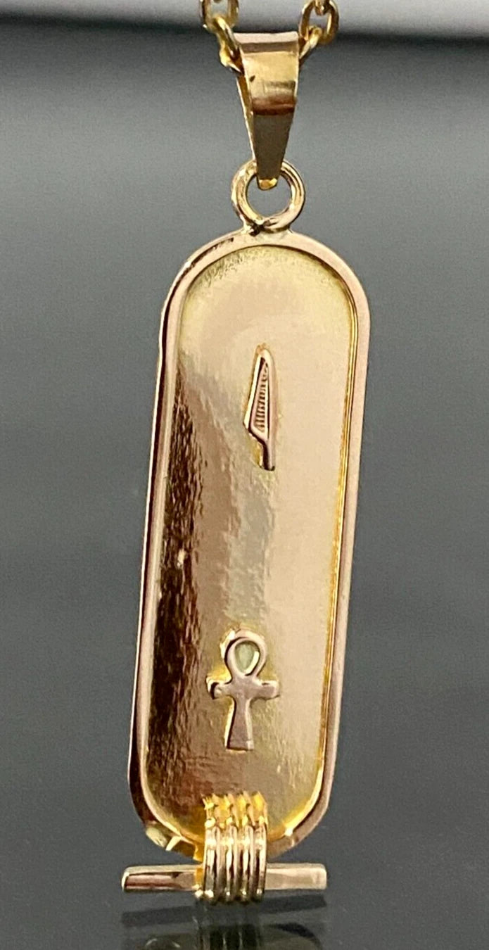 18K Yellow Gold Egyptian Hieroglyphics Pendant