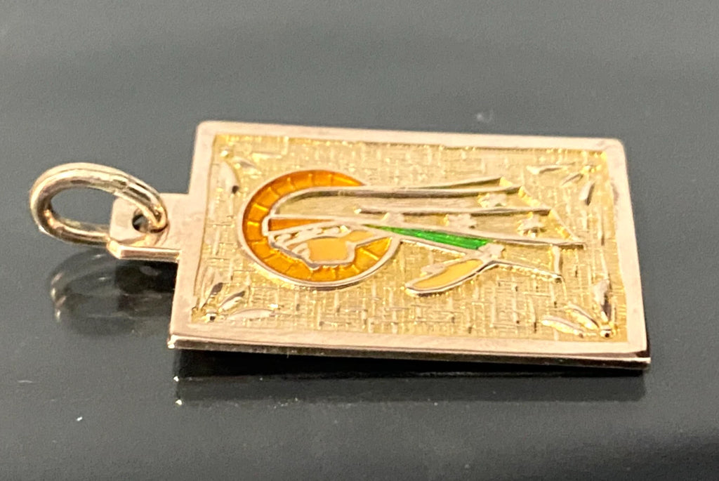 9K Rose Gold & Enamel Madonna Pendant