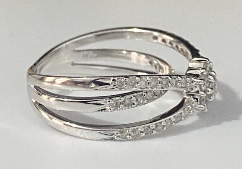 18K White Gold & 0.50CT Diamond Openwork Cluster Ring Size L - 5 1/2