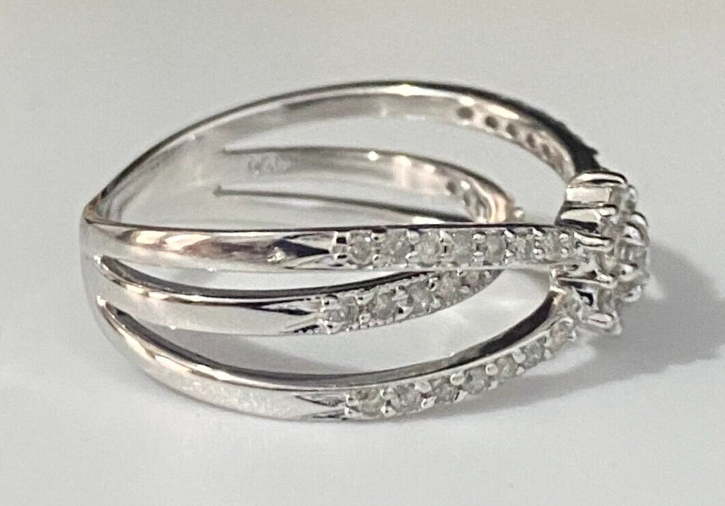 18K White Gold & 0.50CT Diamond Openwork Cluster Ring Size L - 5 1/2