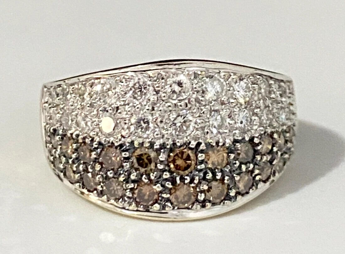 18K Yellow Gold & 1.20CT Diamond Pave Set Dress Ring Size N 1/2 - 6 3/4