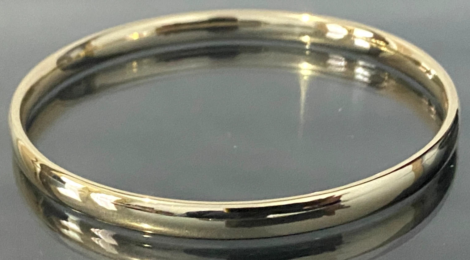 Heavy 9K Yellow Gold Solid Round Plain Bangle 65mm