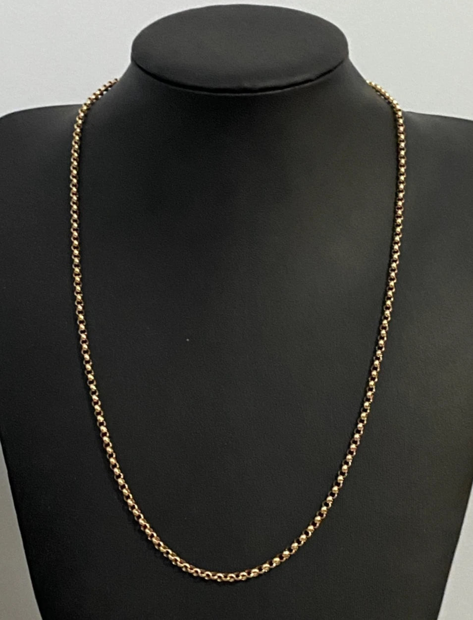 9K Yellow Gold Belcher Link Chain Necklace 61cm Long
