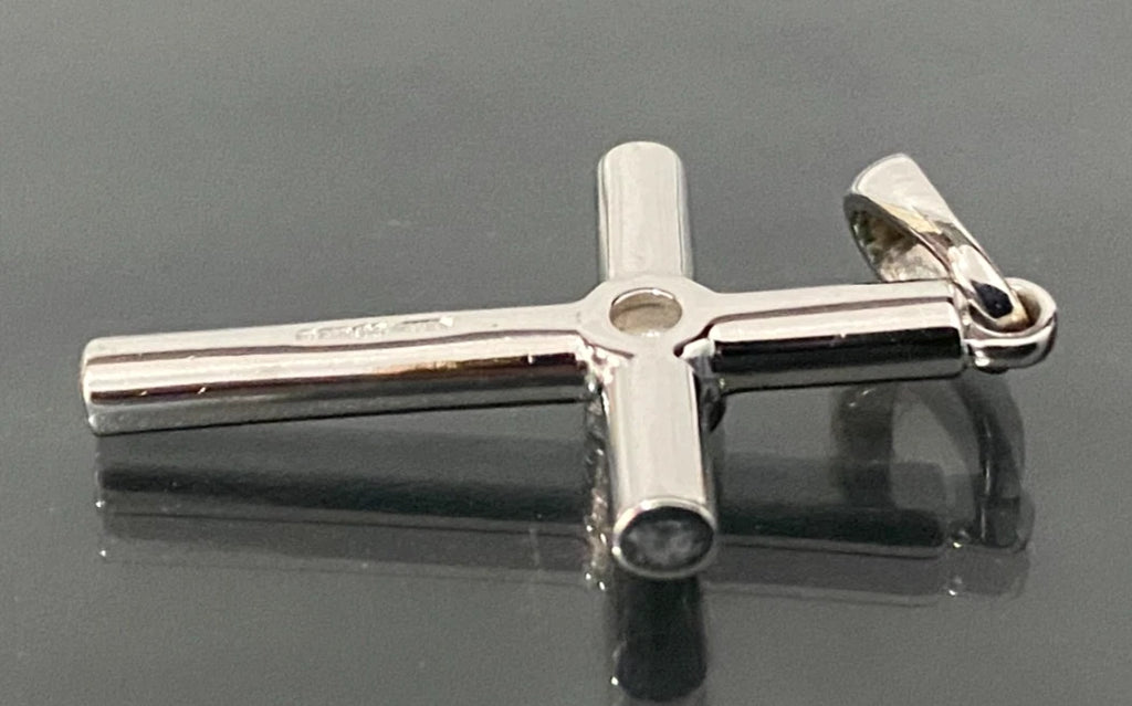 9K White Gold & Diamond Cross Pendant 32.0mm High