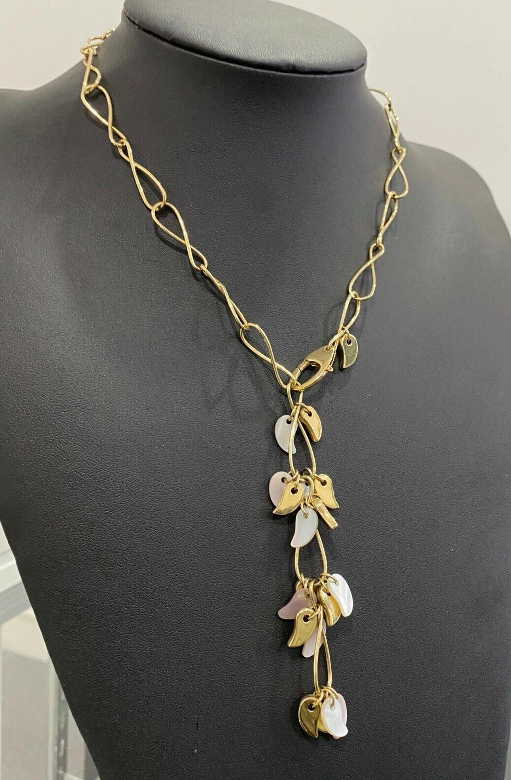 Italian 14K Yellow Gold & Mother of Pearl Chain Necklace