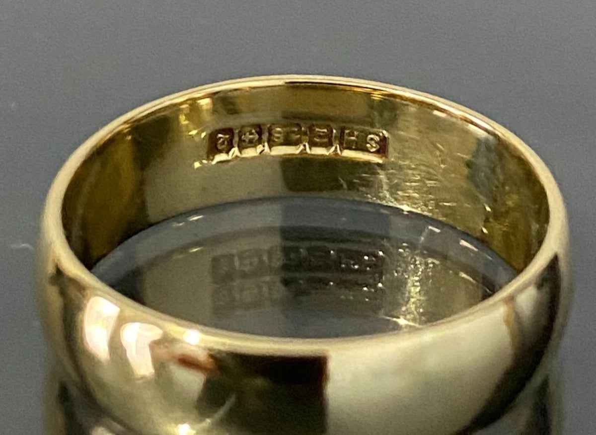 18K Yellow Gold Wedding Band Ring C1965 Size N - 6 3/4
