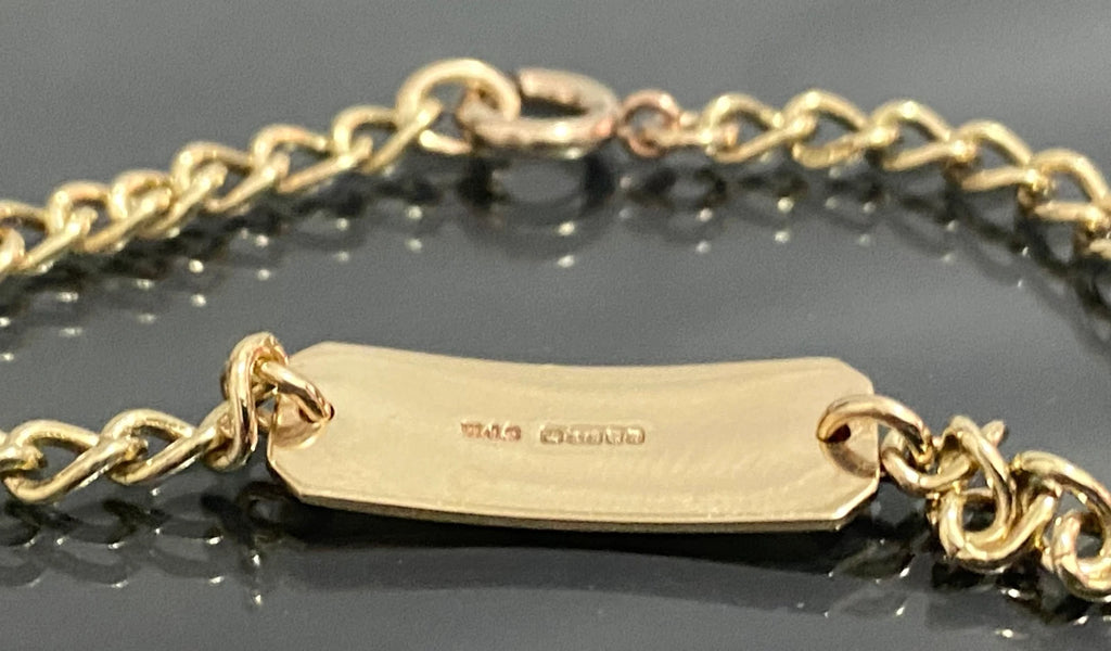 1970's 9ct Yellow Gold Curb Link Kids Childs ID Bracelet 14.0cm Long