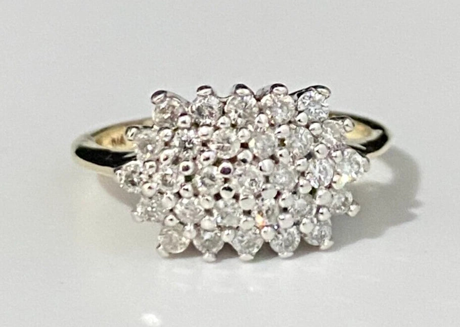 9K Yellow Gold & 0.50CT Diamond Cluster Ring Size K - 5 1/8