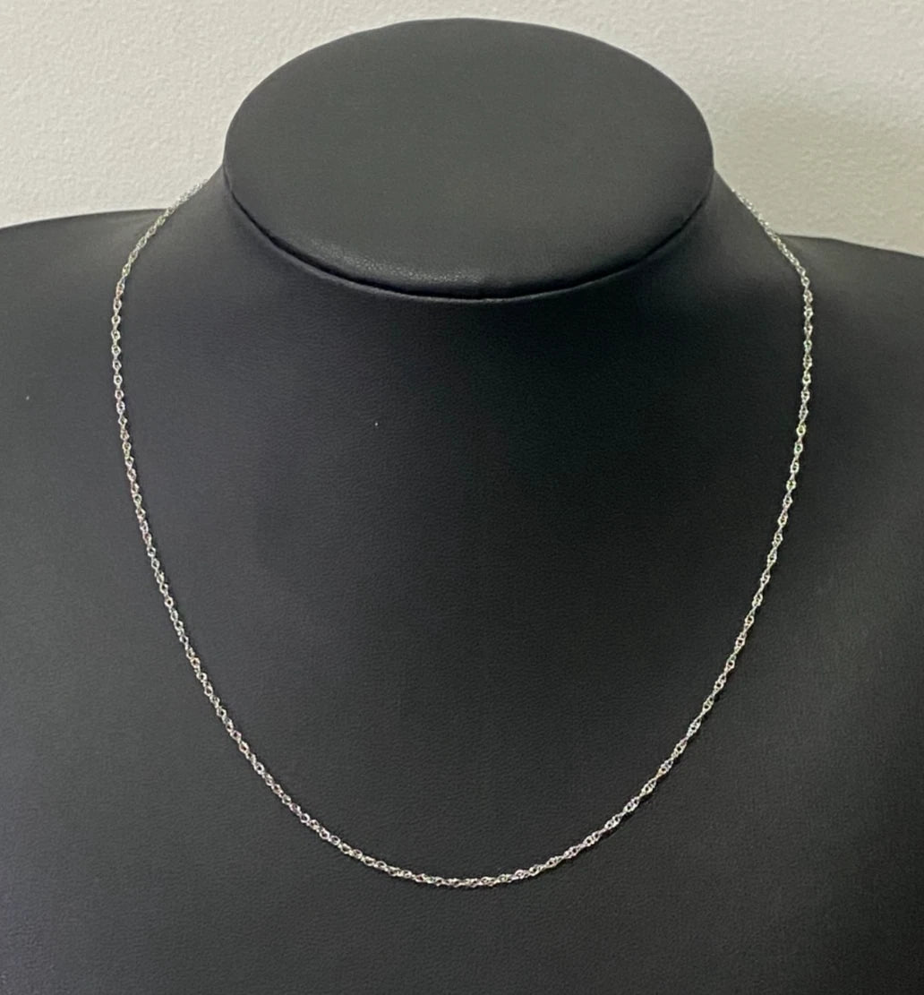 9K White Gold Prince of Wales Link Chain Necklace 46cm Long