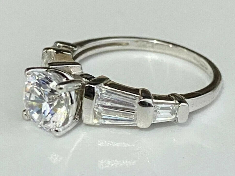 9K White Gold & Cubic Zirconia Engagement Ring Size M - 6