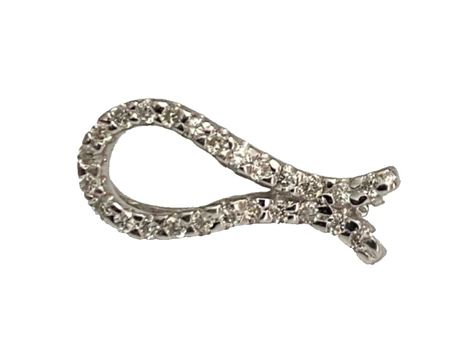 18K White Gold Brilliant Diamond Ribbon Pendant - 15mm