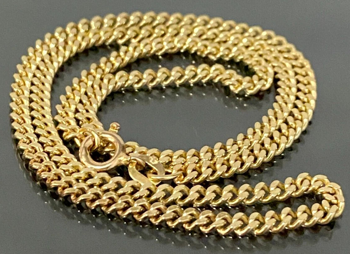 14K Yellow Gold Curb Link Short Chain Necklace 39.50cm Long