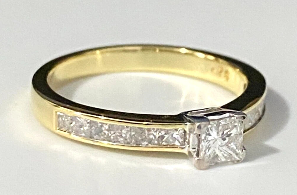 18K Yellow Gold & 0.75CT Diamond Engagement Ring Size M 1/2 - 6 1/4