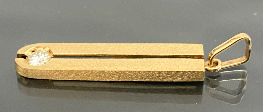 18K Yellow Gold Diamond Geometric Bar Pendant