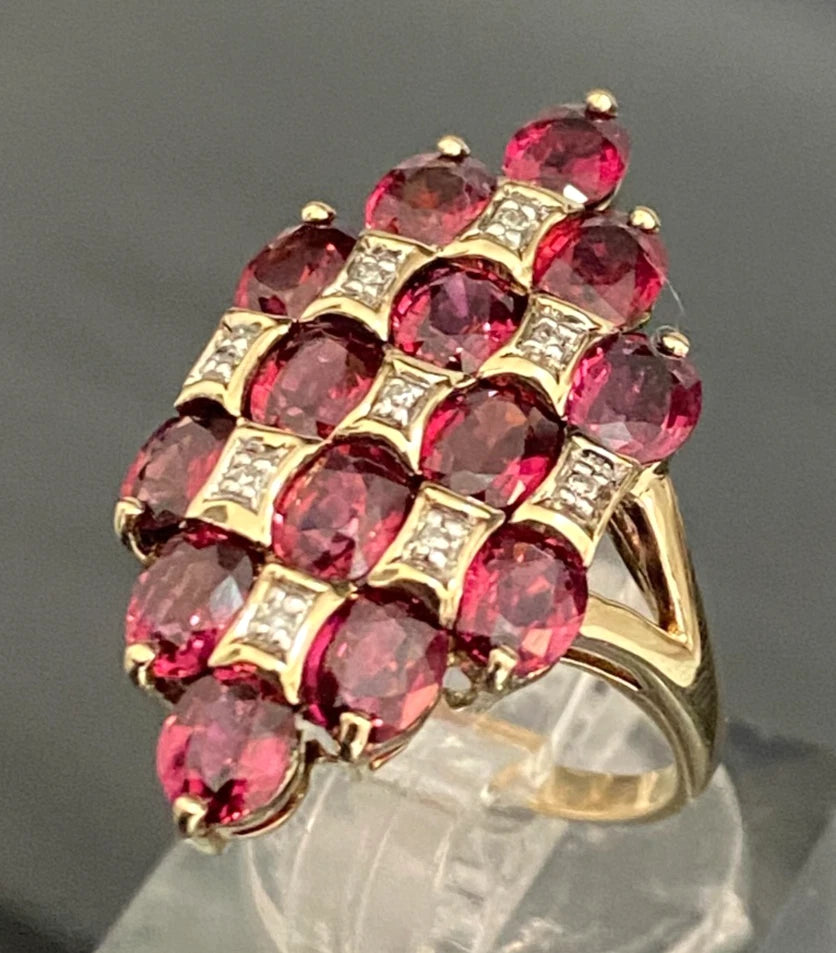 9ct Yellow Gold with 3.50CT Ruby & Diamond Statement Ring Size N (US 6.75)