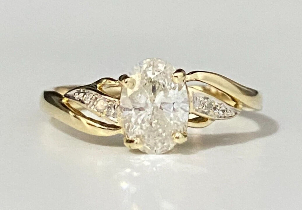 9K Yellow Gold & 1.0CT Diamond Single Stone Ring Size O - 7