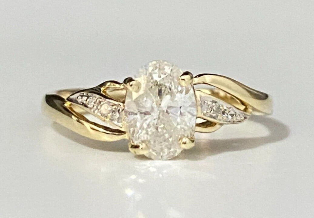 9K Yellow Gold & 1.0CT Diamond Single Stone Ring Size O - 7