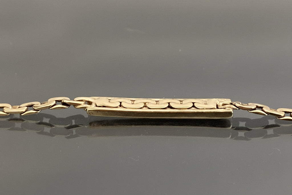 9K Yellow Gold Diamond Flat Link Bracelet 20cm Long