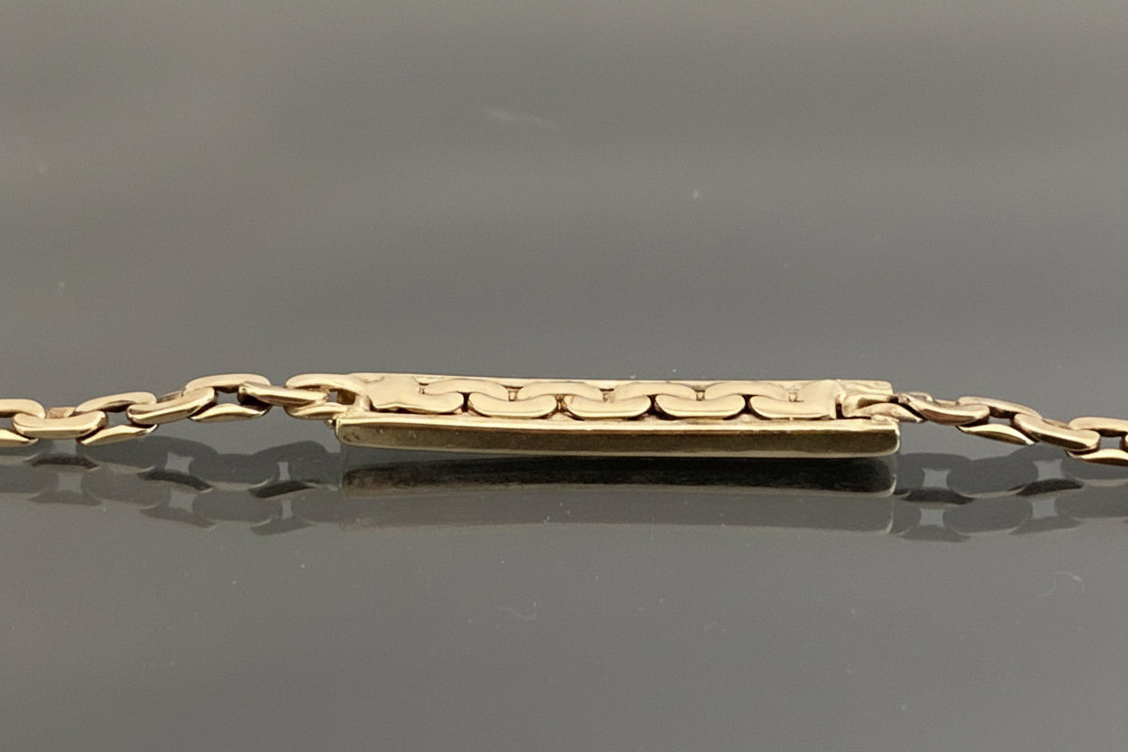 9K Yellow Gold Diamond Flat Link Bracelet 20cm Long