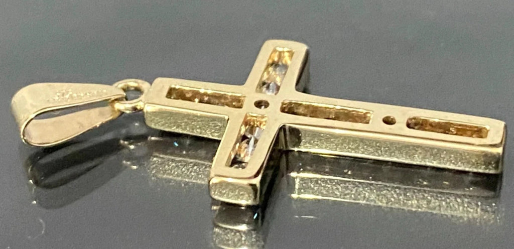 9K Yellow Gold & Cubic Zirconia Cross Pendant 31.50mm High