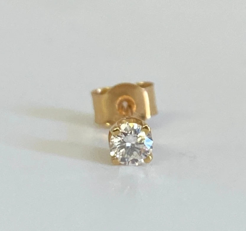 9K Yellow Gold & Diamond Single Stud Earrings