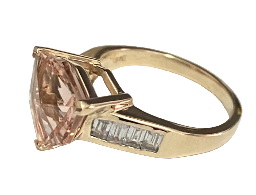 9ct Yellow Gold with 4.53CT Morganite Ring Size N (US 6.75)