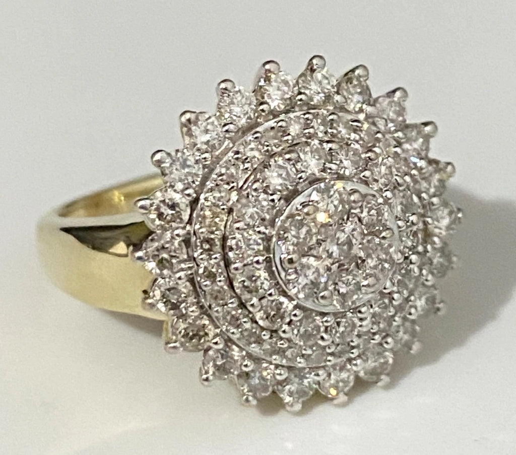 9K Yellow Gold & 1.0CT Diamond Cluster Ring Size O - 7 1/4