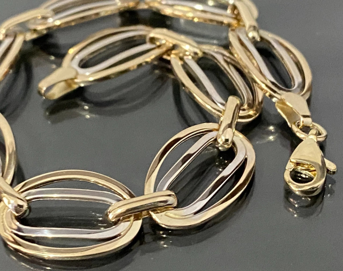 9K Yellow Gold Oval Fancy Link Bracelet 19.0cm Long