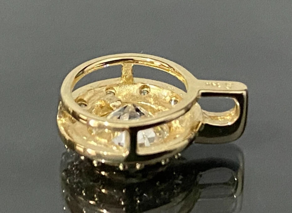 14K Yellow Gold & Cubic Zirconia Halo Pendant