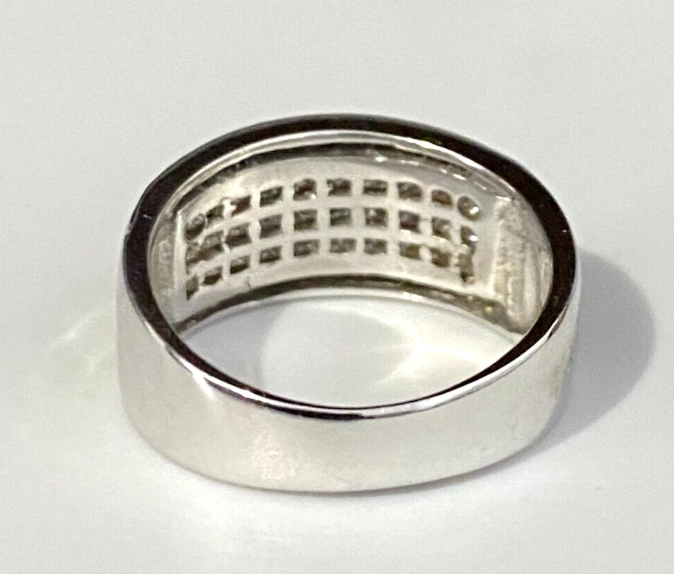 18K White Gold & 1.20CT Diamond Invisible Set Ring Size M 1/2 - 6 1/4