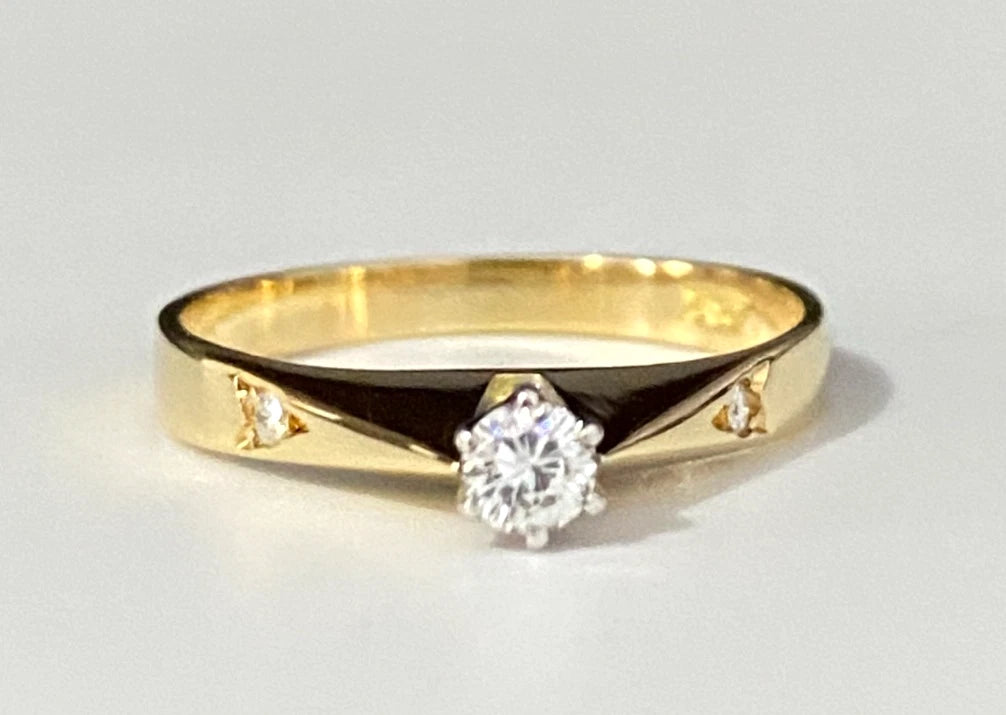 Vintage 18K Yellow Gold & Diamond Engagement Ring Size K - 5 1/4
