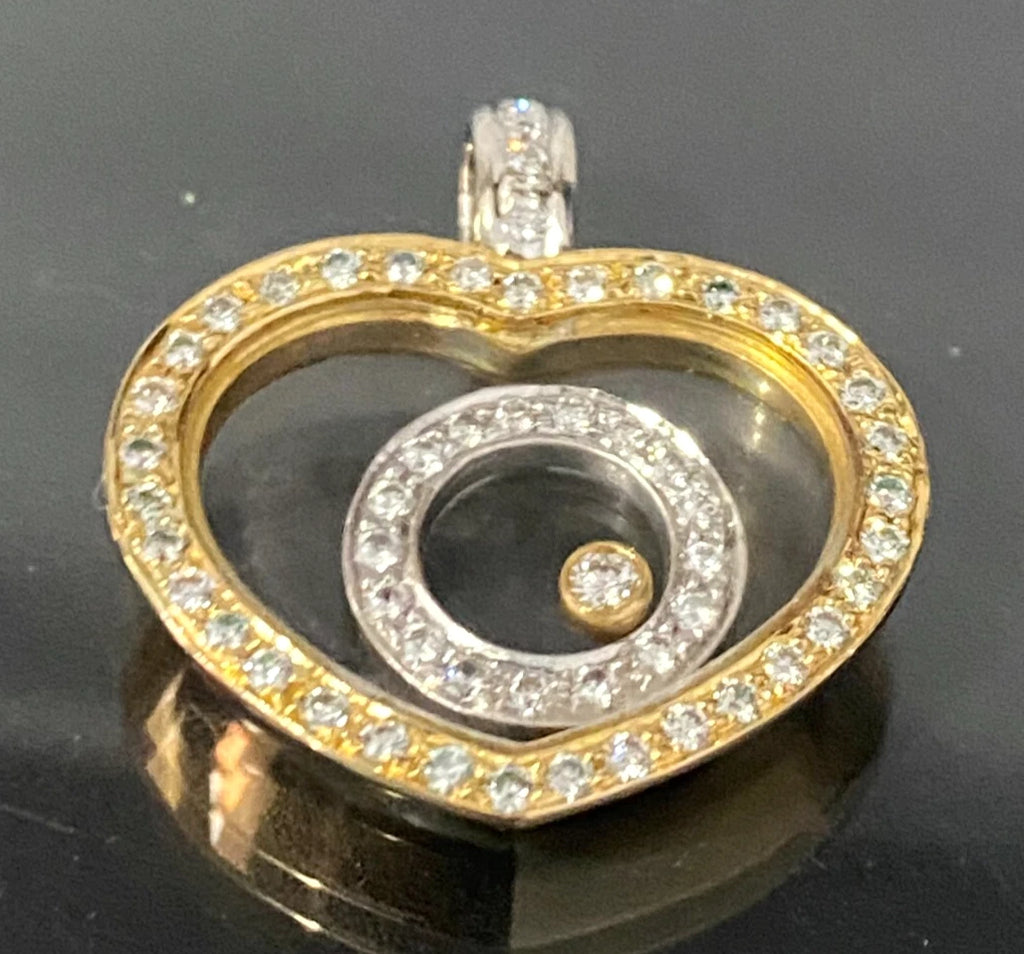 18K Gold & 0.55CT Floating Diamond Heart Pendant 25.50mm High