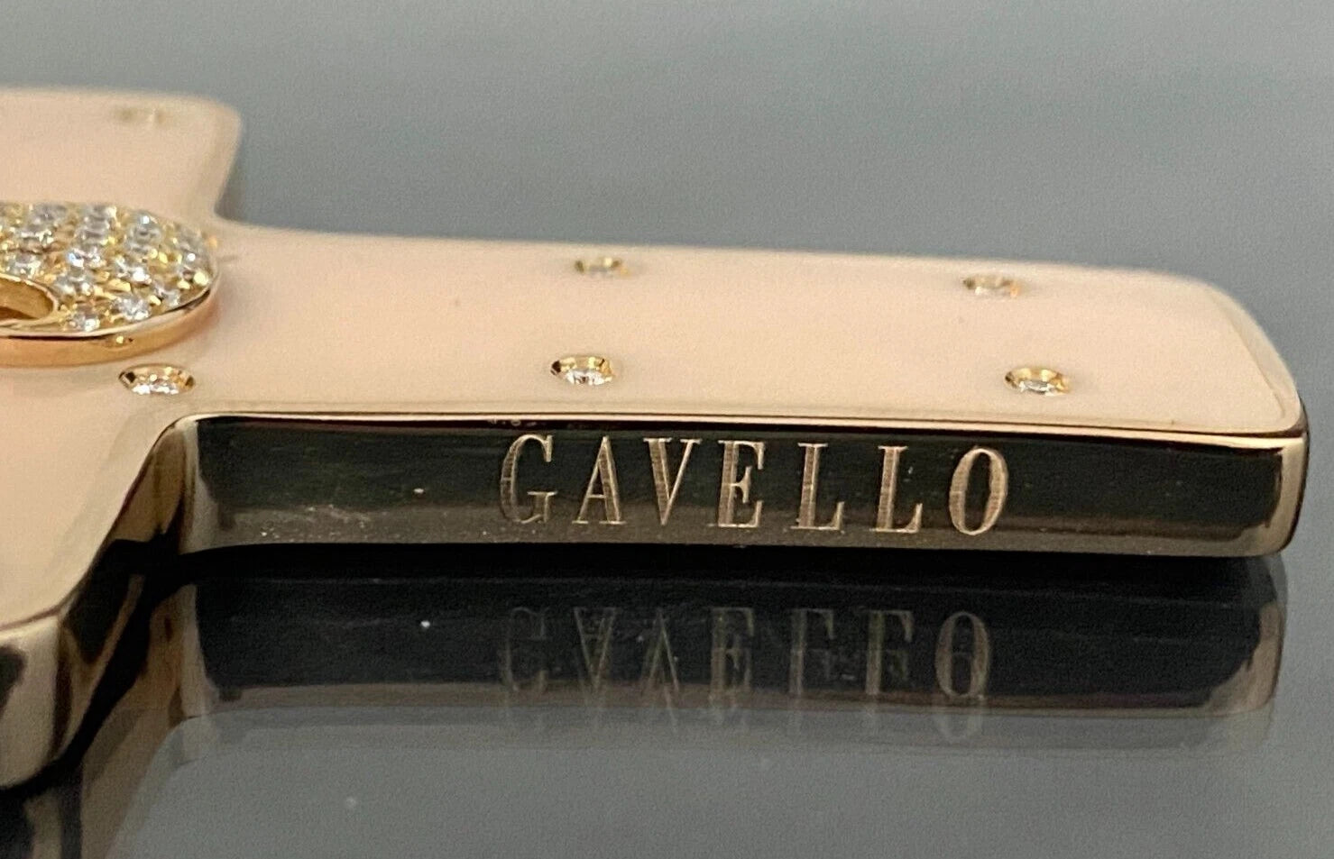 Large 18K Rose Gold & 0.60CT Diamond Cross Pendant by Gavello