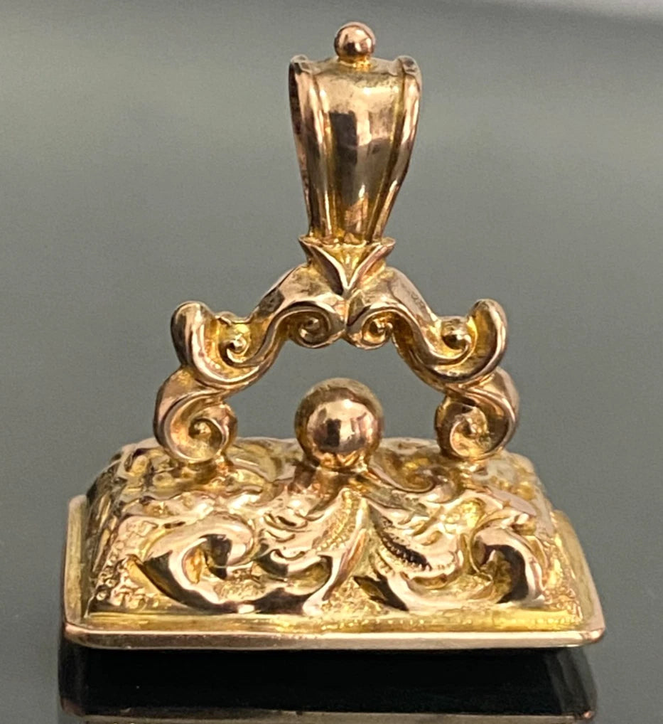 Antique Edwardian 9K Yellow Gold Bloodstone Fob/Seal Pendant