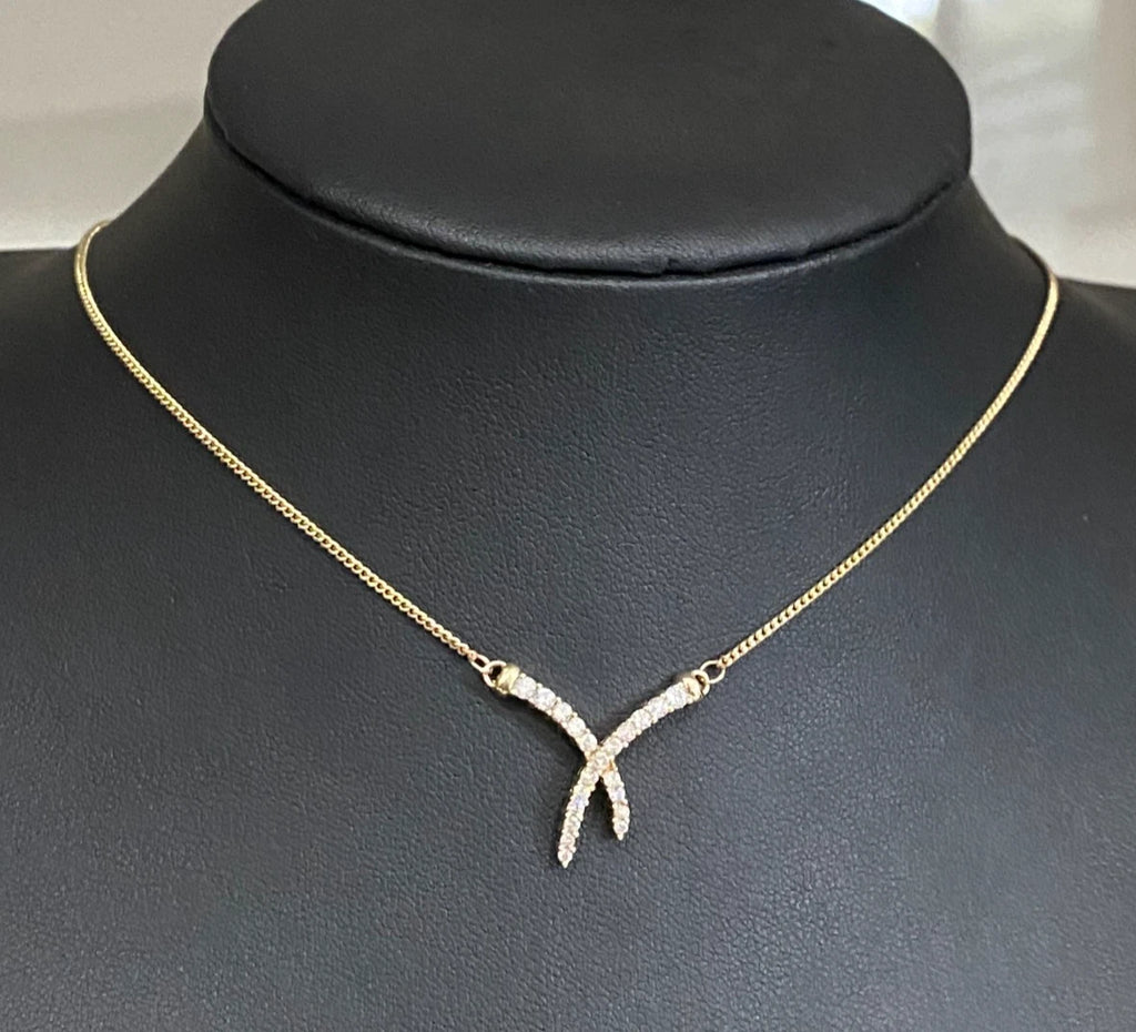 9K Yellow Gold & 0.50CT Diamond Y-shaped Drop Design Chain Necklace