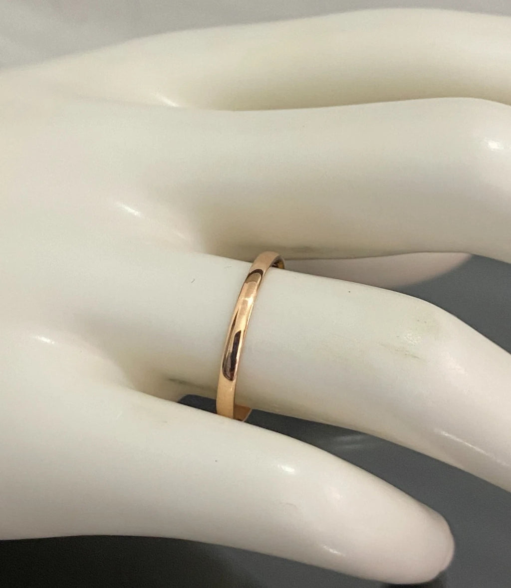 18K Rose Gold Plain Wedding Band Ring Size N (US 6.75)
