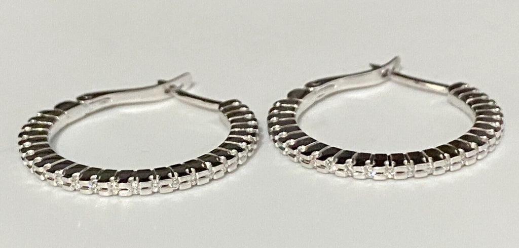 18K White Gold & 0.50CT Diamond Hoop Earrings 24.50mm High