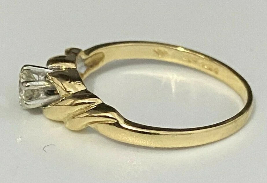 18K Yellow Gold & 0.25CT Diamond Solitaire Ring size N 1/2 - 6 3/4