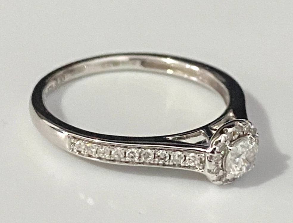 9K White Gold & 0.33CT Diamond Engagement Ring Size L 1/2 - 6