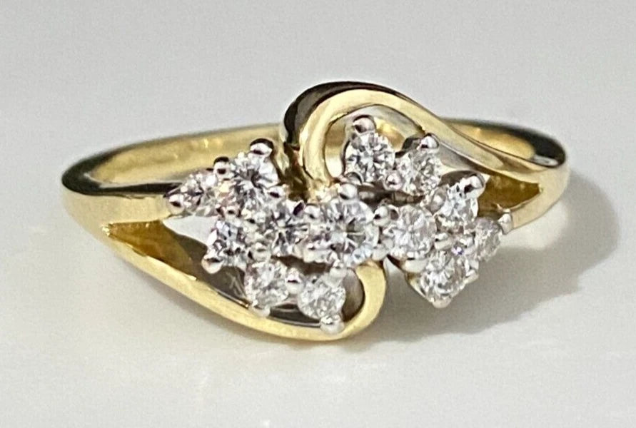 18K Yellow Gold & 0.30CT Diamond Dress Ring Size N - 6 1/2