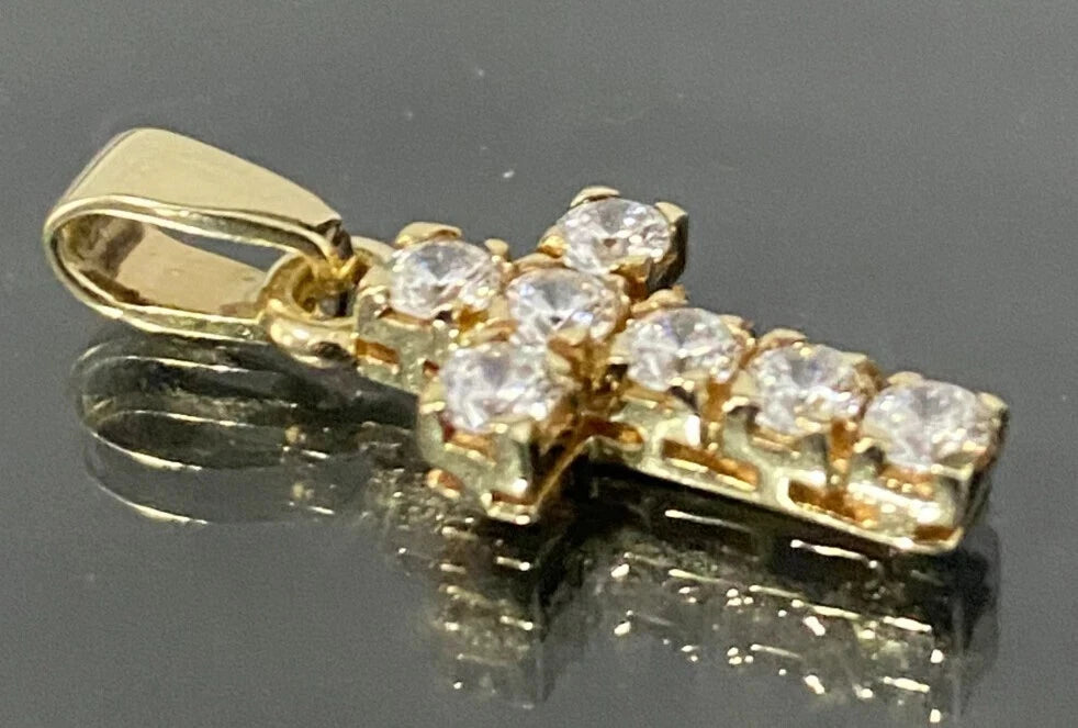 9K Yellow Gold & Cubic Zirconia Cross Pendant 23.50mm High
