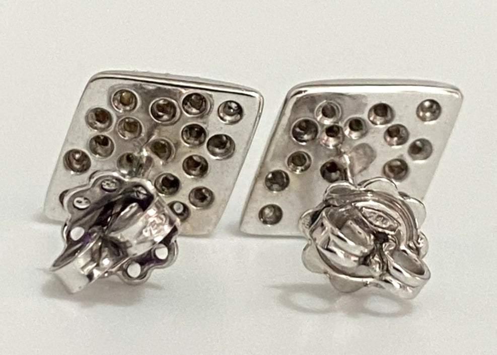 900 Platinum 0.70CT Diamond Rhombus-Shaped Cluster Stud Earrings 15.0mm