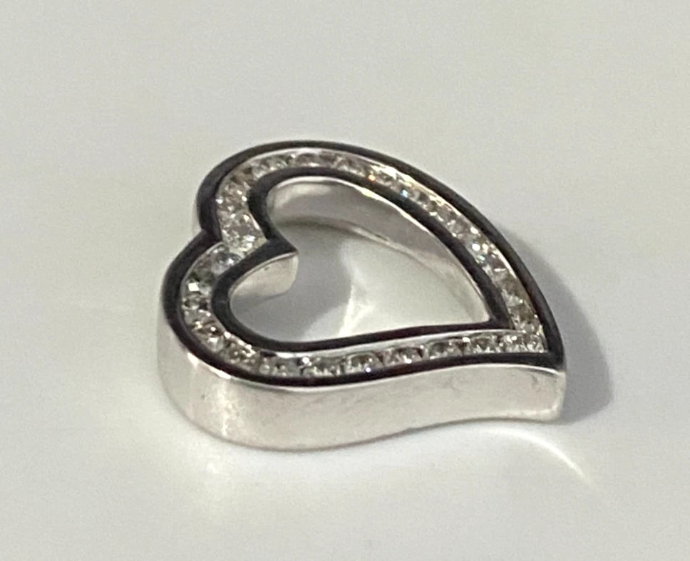 9K White Gold & 0.25CT Diamond Channel Set Heart Pendant