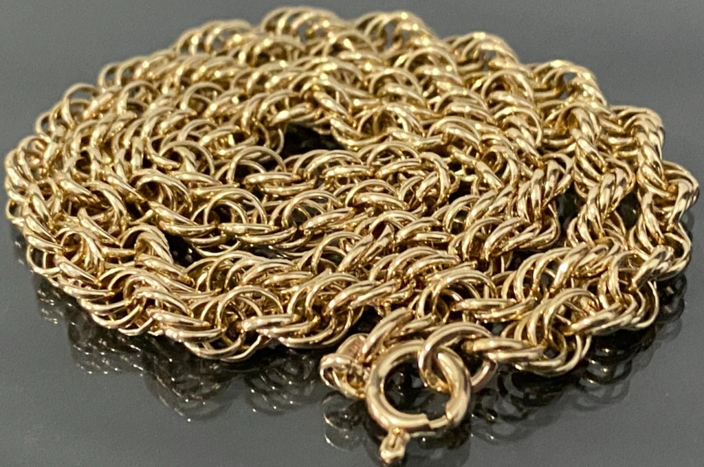 9K Yellow Gold Rope Link Chain Necklace 43cm Long