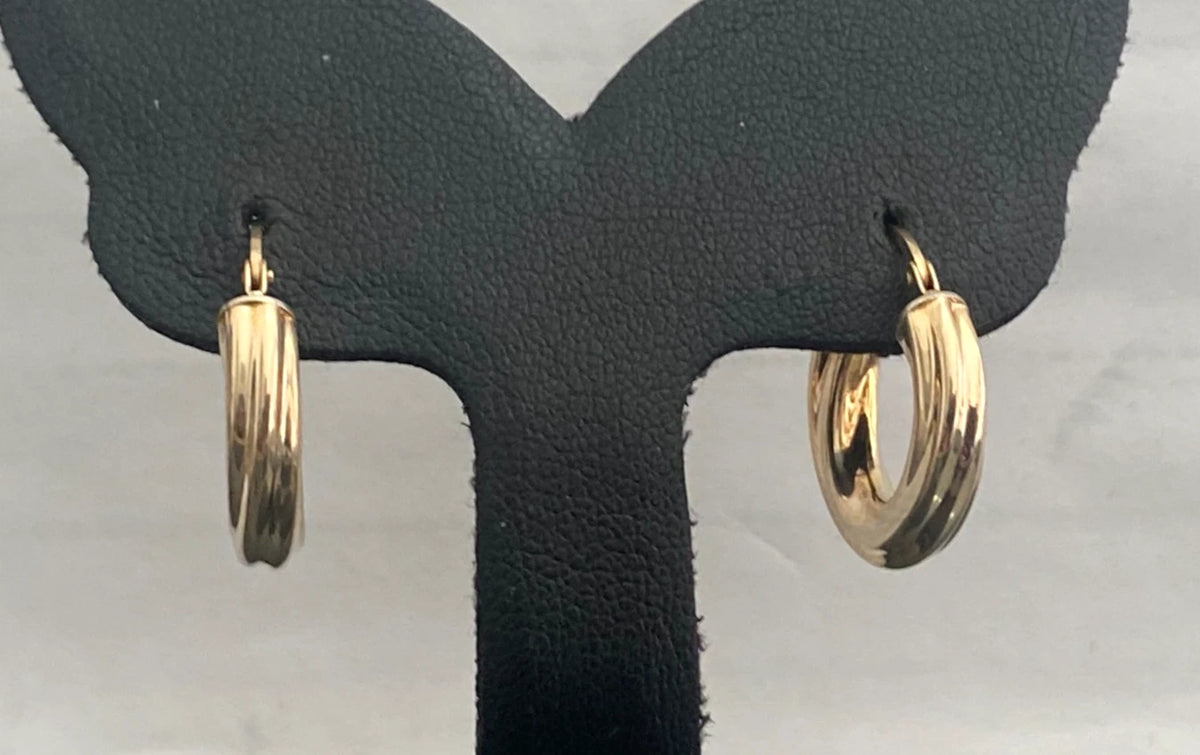 9K Yellow Gold Hollow Hoop Earrings 18.0mm