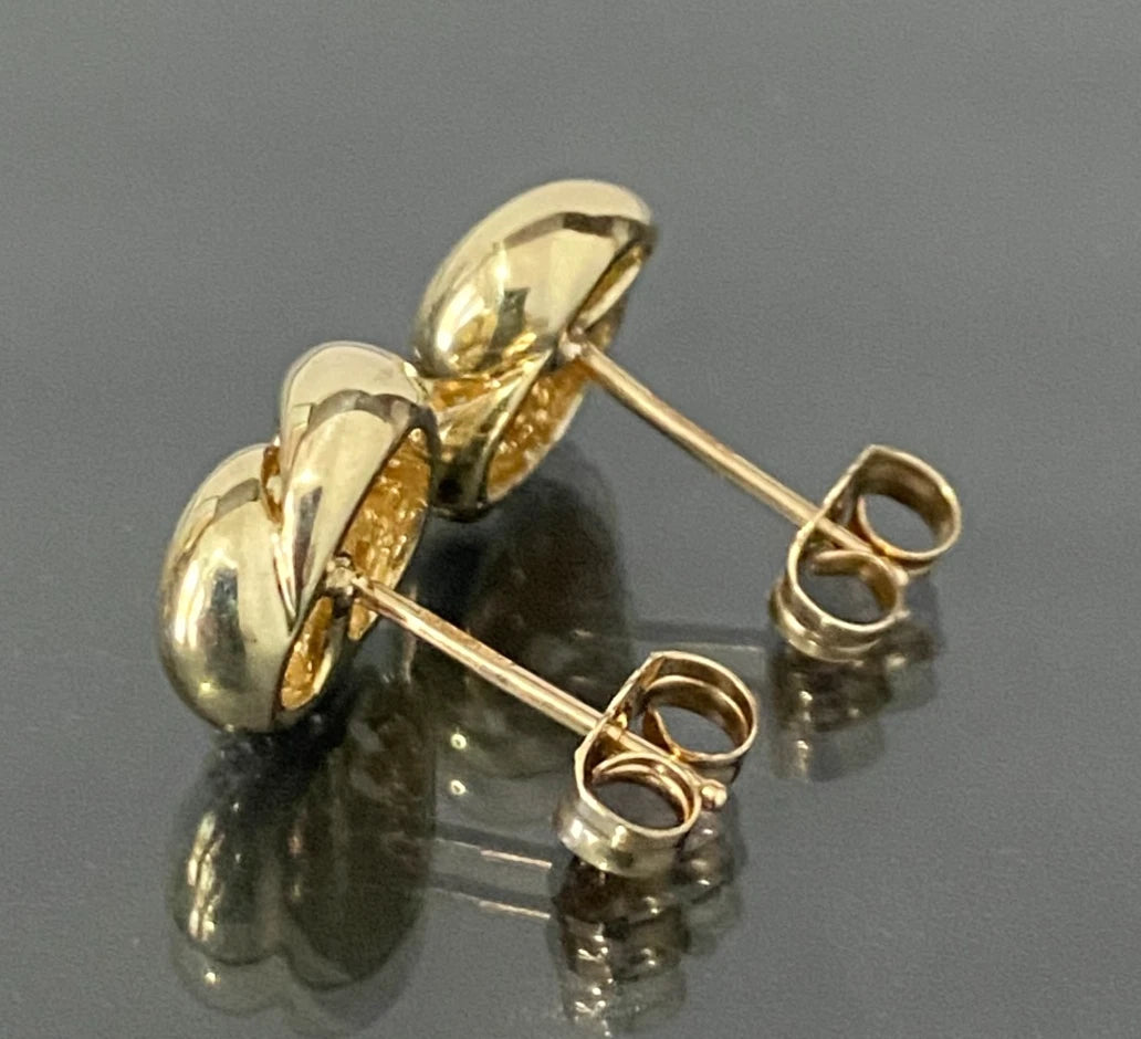 9K Yellow Gold & Diamond Knot Stud Earrings