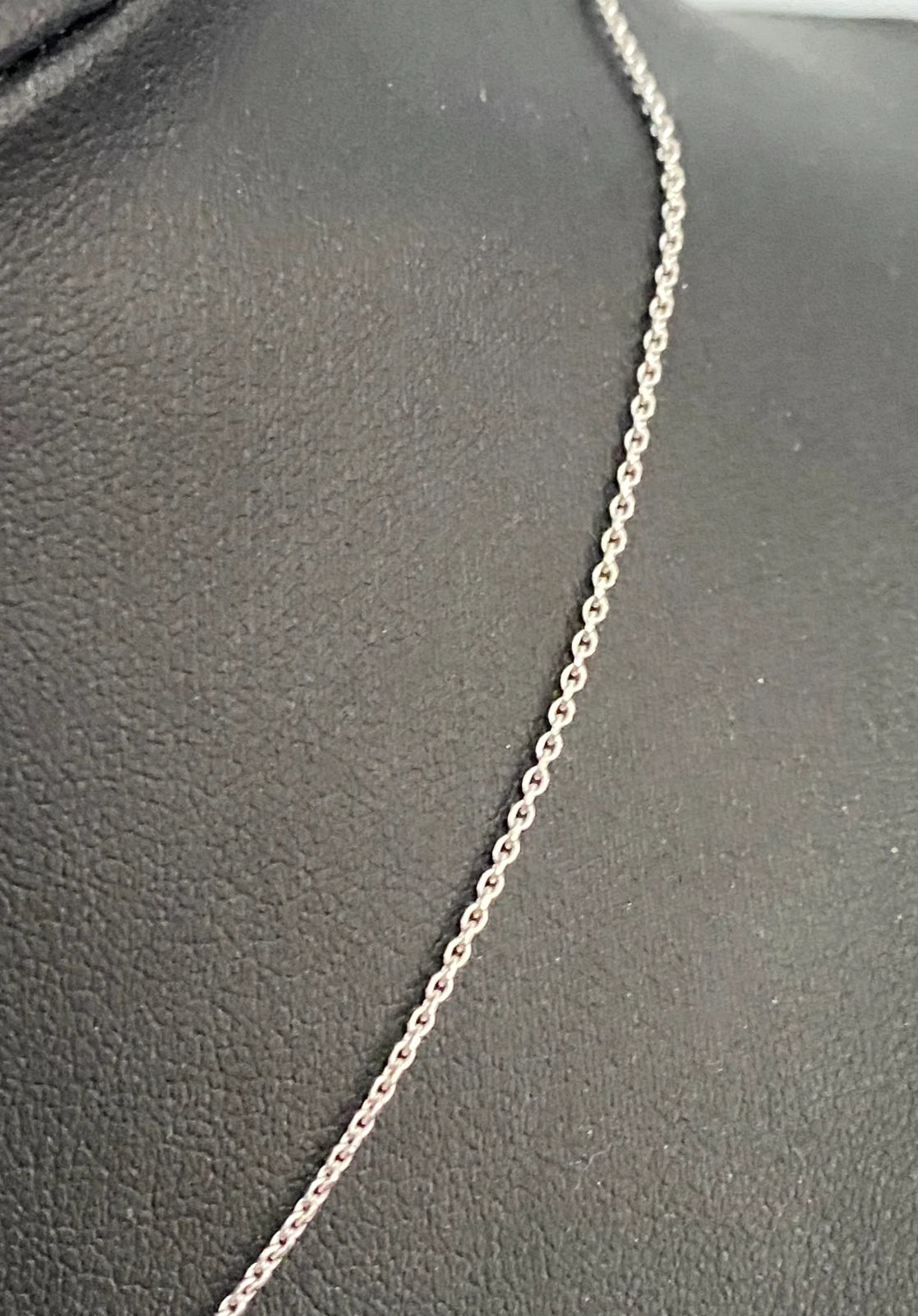 18K White Gold Short Cable Link Chain Necklace 40cm Long